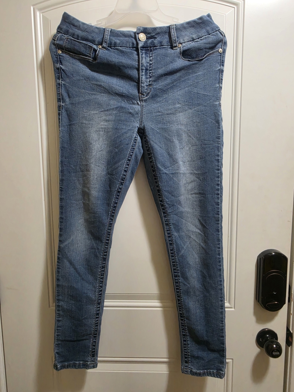 Seven7 Skinny Jeans Size 16 Medium Wash Whiskered Stretch Five Pocket Denim